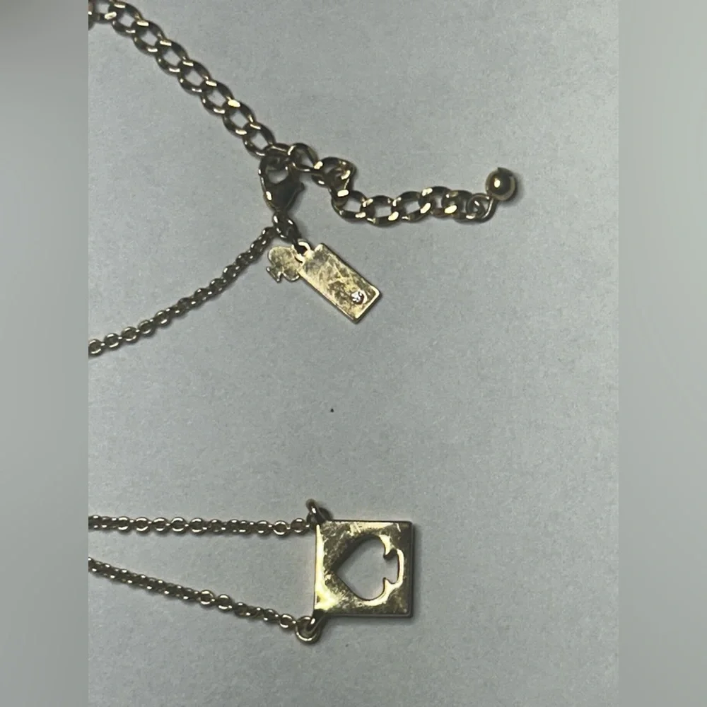 Kate Spade Gold Toned Spade Pendant Necklace Classic Designer Charm